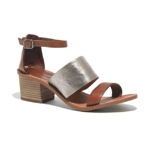 Madewell Warren cognac and silver block heel sandal - 8 - Picture 2 of 6